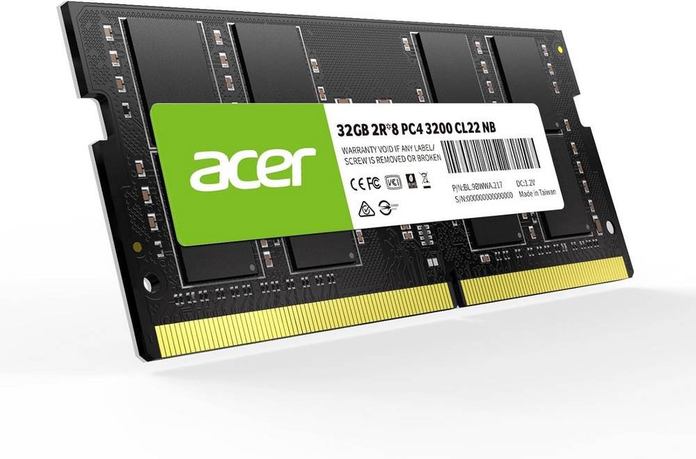 Acer SD100 32GB RAM DDR4 (1x32GB) Laptop Ram 3200 MHz SODIMM PC4-2500 CL22 Memory 1.2v - BL.9BWWA.217