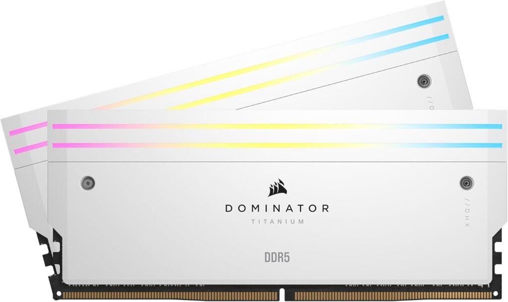 CORSAIR Dominator Titanium RGB DDR5 RAM 64GB (2x32GB) DDR5 6400MHz CL32 Intel XMP iCUE Compatible Computer Memory - White (CMP64GX5M2B6400C32W)