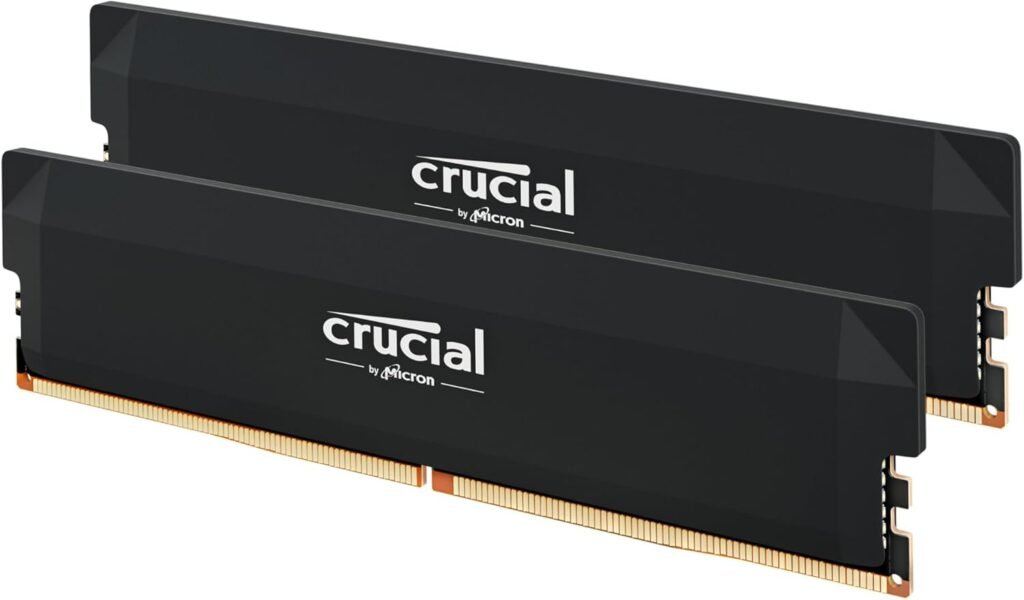 Crucial Pro DDR5 RAM 32GB Kit (2x16GB) 6000MHz CL36, Overclocking Desktop Gaming Memory, Intel XMP 3.0 & AMD Expo Compatible - Black (CP2K16G60C36U5B)