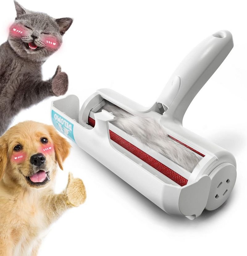 DELOMO Pet Hair Remover – Lint Roller with Self-Cleaning Base