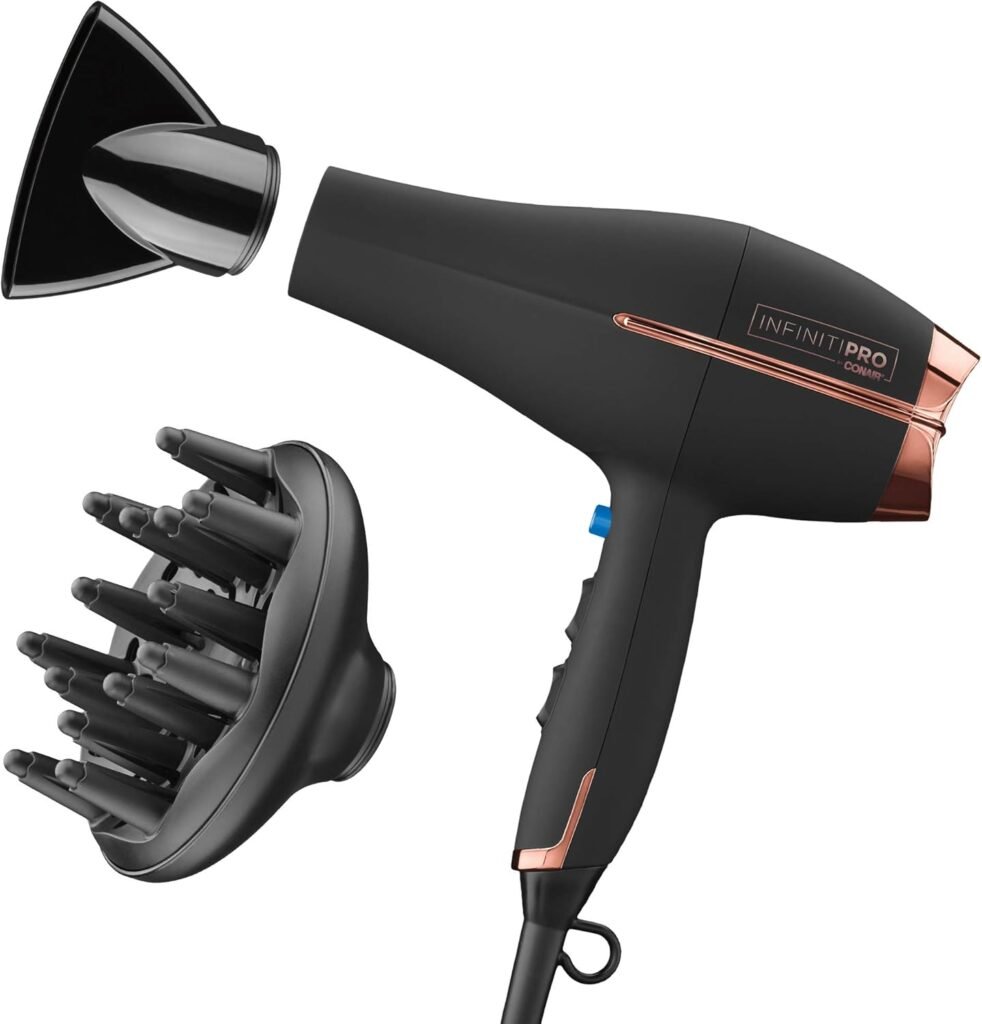 INFINITIPRO BY CONAIR Hair Dryer with Diffuser – AC Motor Pro Hair Dryer with Ceramic Technology