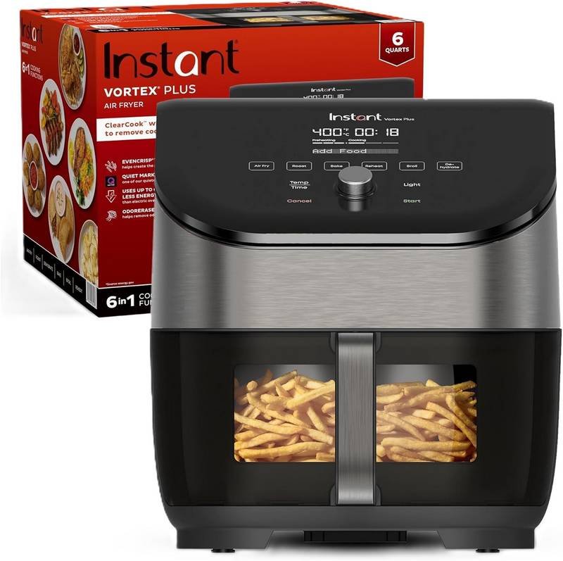 Instant Vortex Plus 6QT Air Fryer with Odor Erase Technology – Black