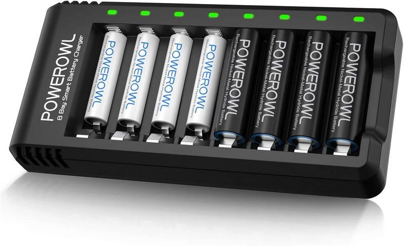 POWEROWL Rechargeable AA and AAA Batteries with Fast Charger, High Capacity NiMH – 4 x 2800mAh AA & 4 x 1000mAh AAA