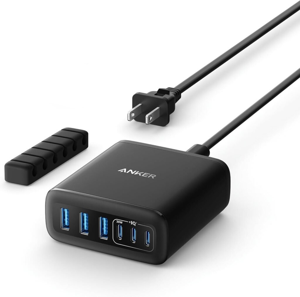 Anker Desktop Charger, Fast Charging USB C Charger, 112W Max 6-Port Charging Station