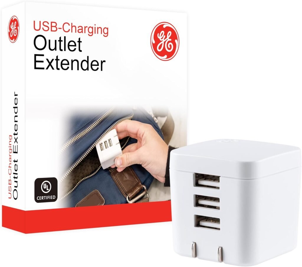 GE iPhone USB Wall Charger Block, 17W 3-Port Type A