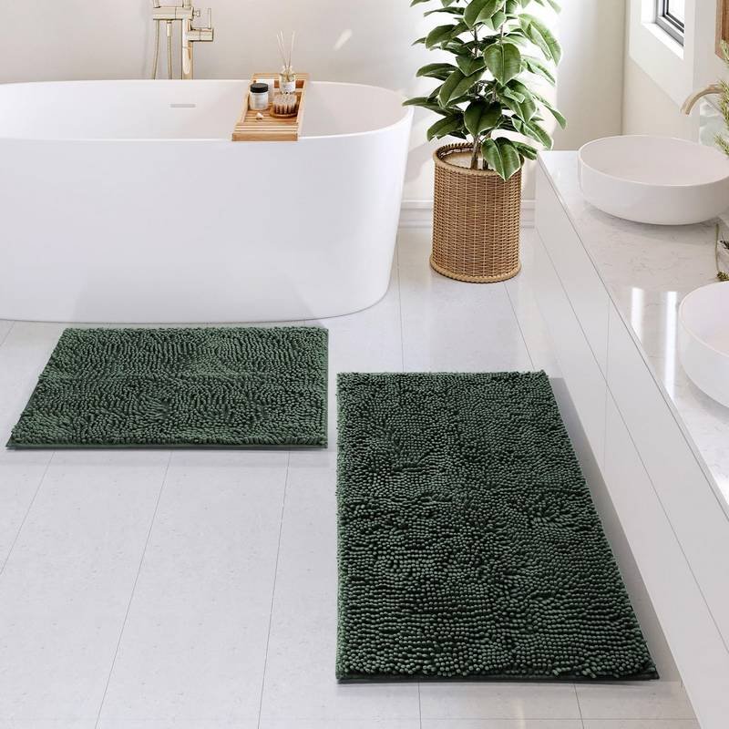 Hearth & Harbor Bathroom Rugs Sets 2 Piece, Chenille Bath Mat Set