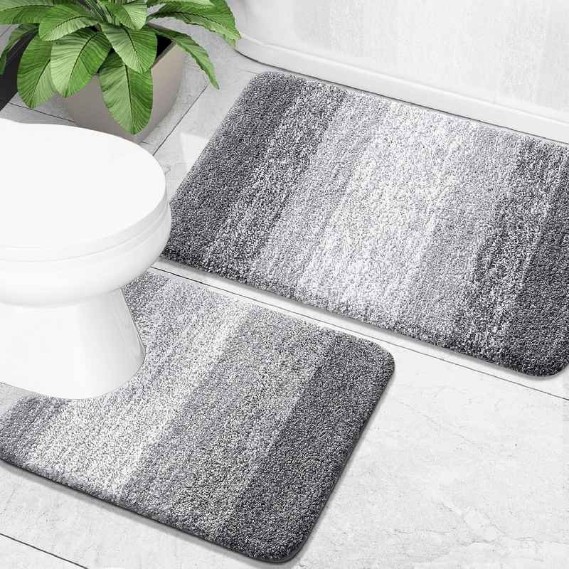 OLANLY Bathroom Rug Set 2 Piece, Soft Absorbent Microfiber