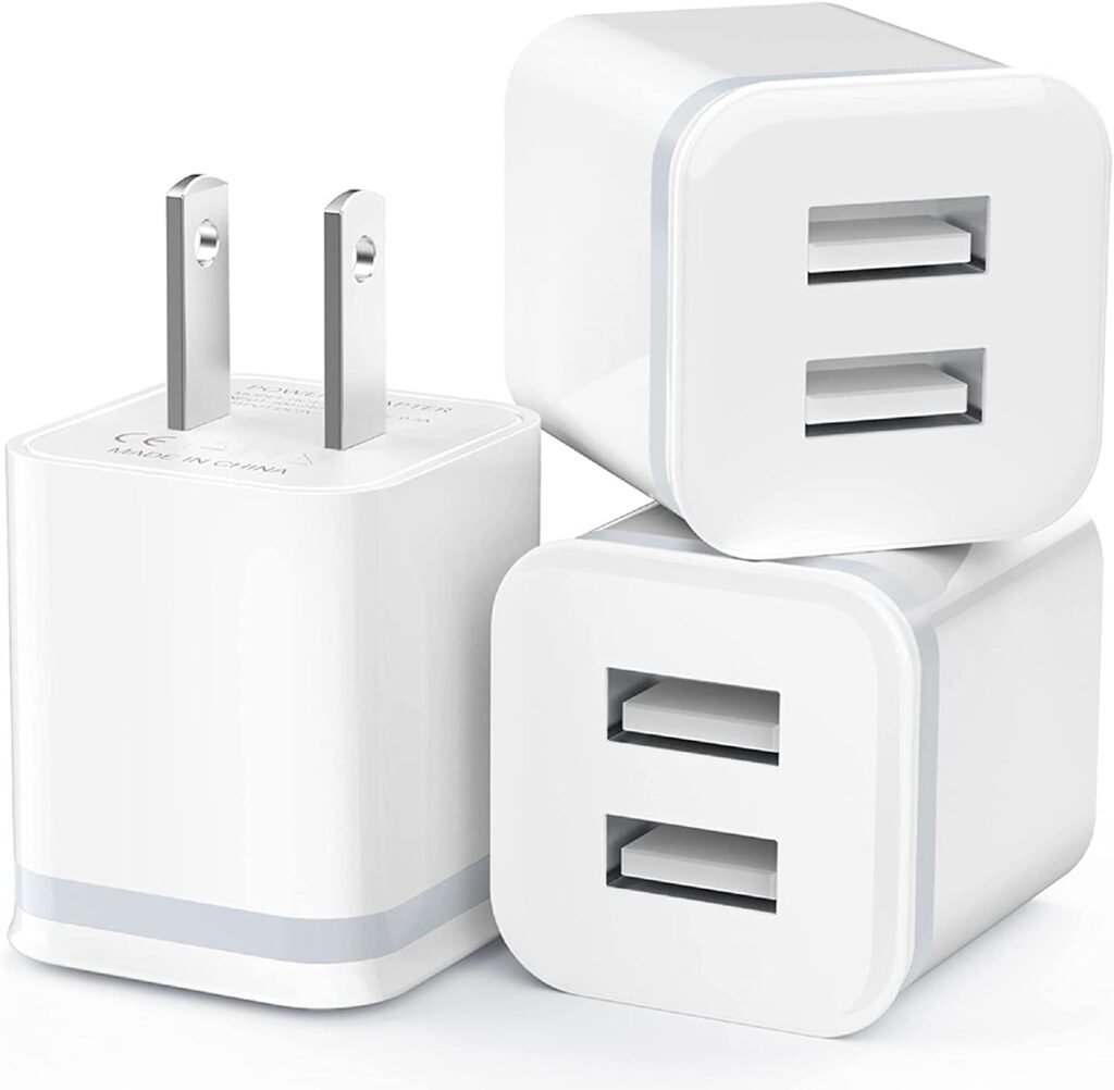 USB Wall Charger, LUOATIP 3-Pack 2.1A 5V Dual Port Cube Power Adapter