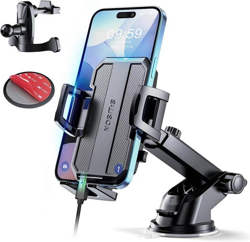 Upgraded 3-in-1 Car Phone Holder Mount with Powerful Suction
